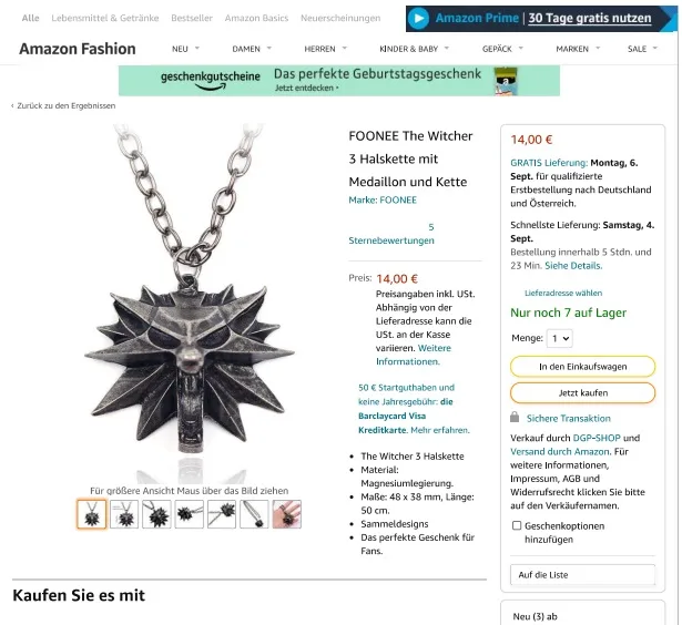 Pendant for necklace