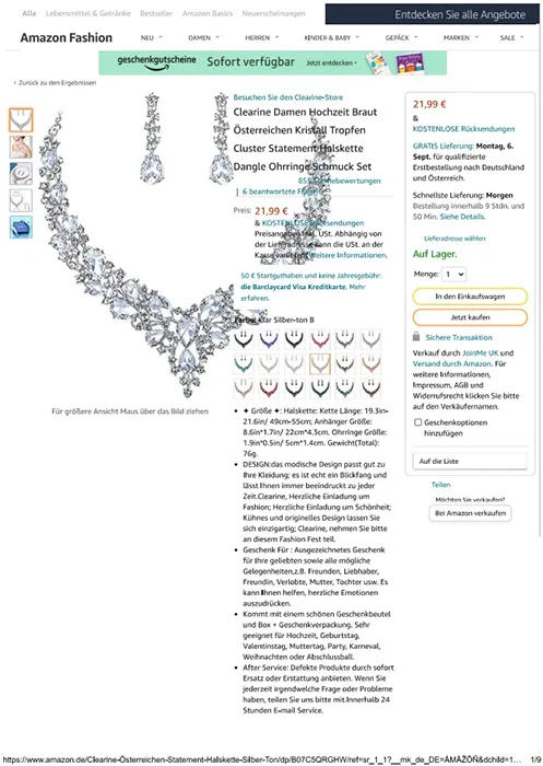 Necklace and earrings set