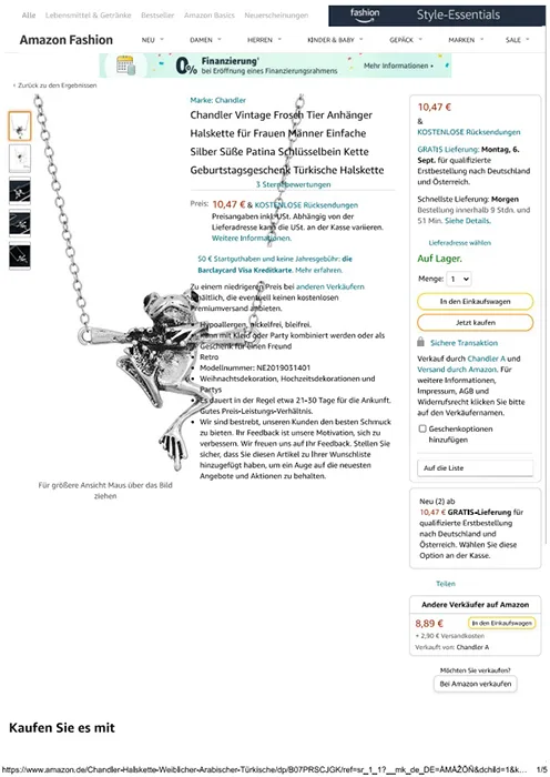 Necklace with pendant