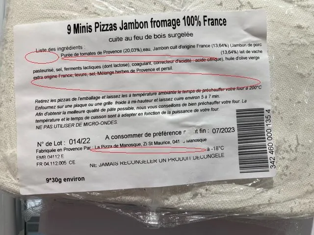 Mini pizza jambon fromage ecomiam
