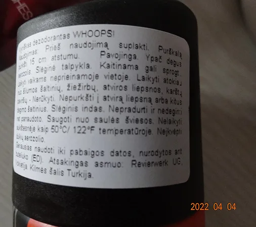 Deodorant spray