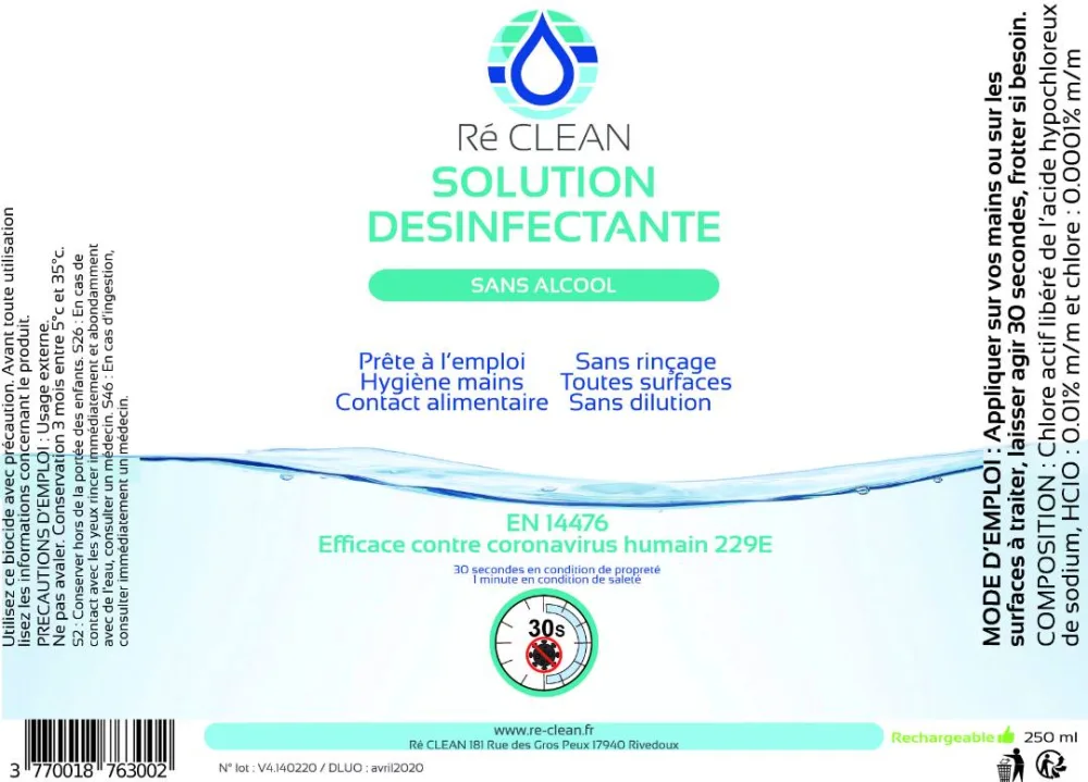 Solution désinfectante ré clean