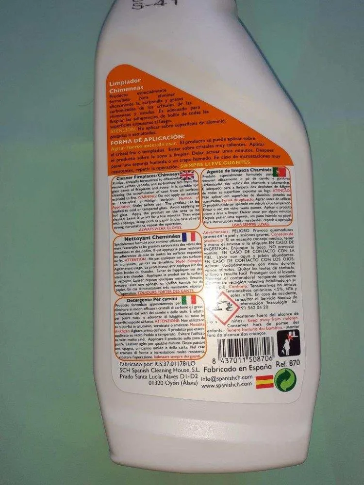 Especial ctristales potente limpiador chimeneas de lazaro 750ml