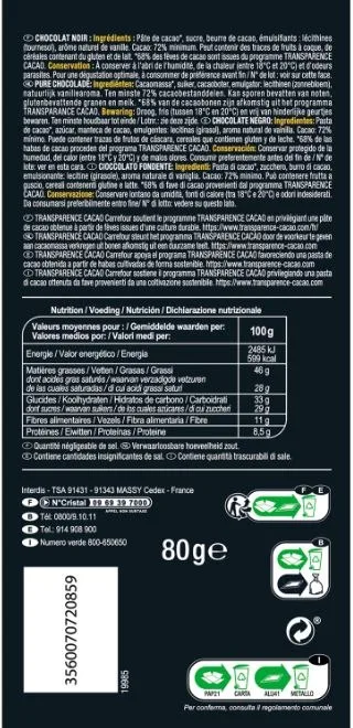 Noir 72% de cacao