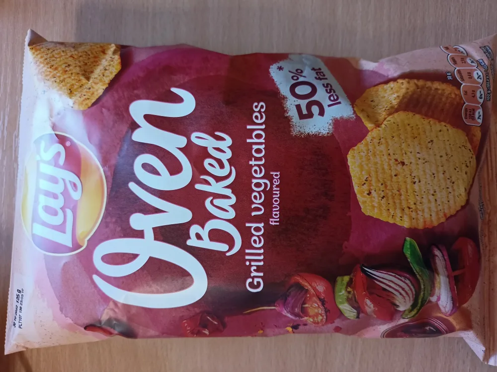 „Lay’s Oven Baked Grilled vegetables flavoured 50% less fat – pieczone formowane chipsy ziemniaczane o smaku grillowanych warzyw, 125 g