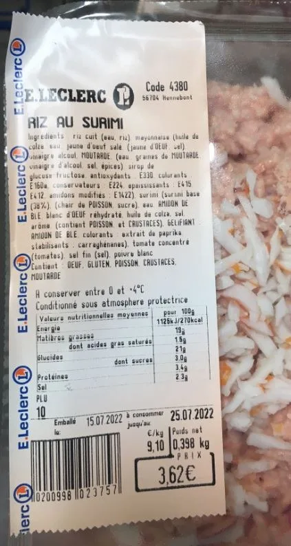 Riz au surimi