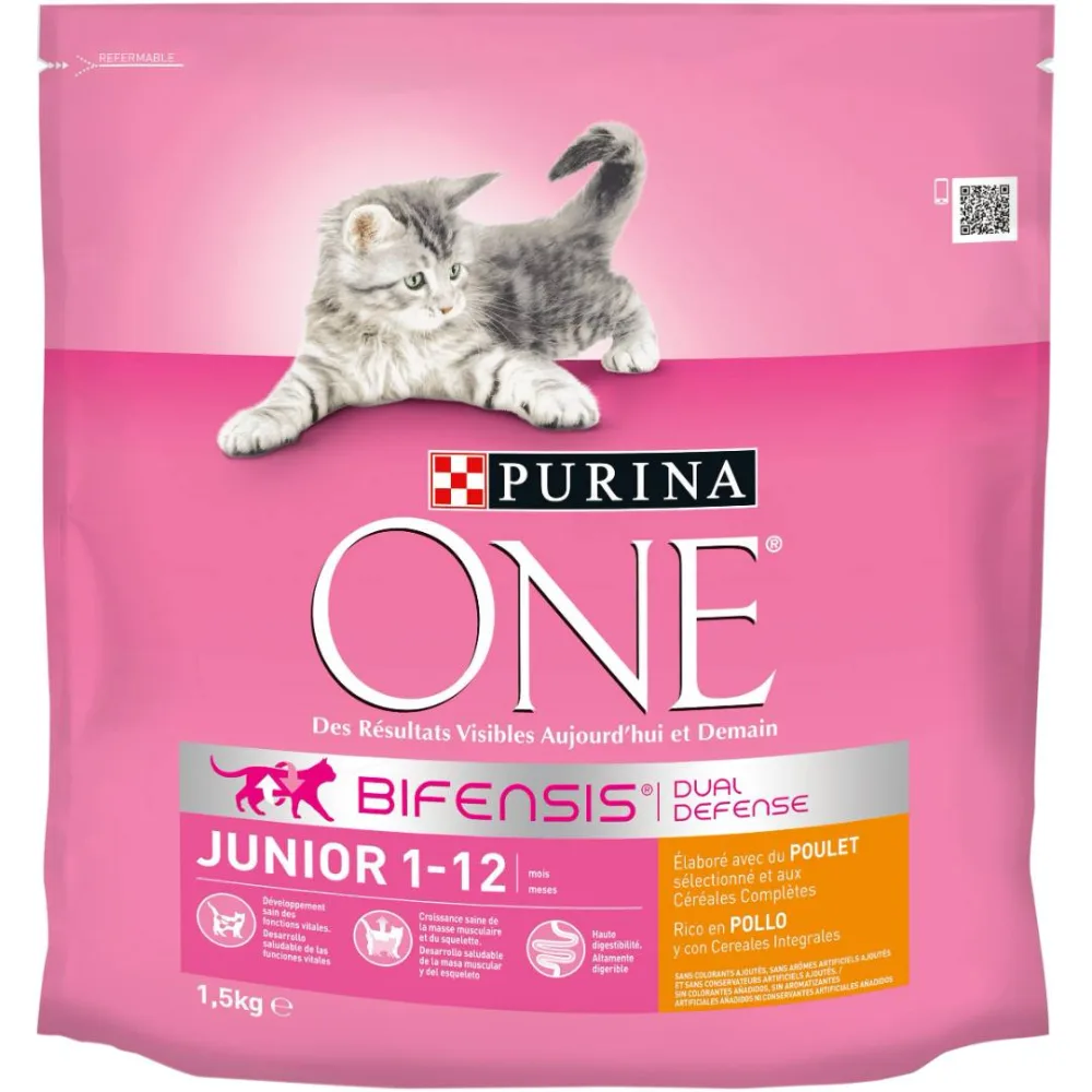 Purina one® junior de 1 à 12 mois, élaboré avec du poulet sélectionné