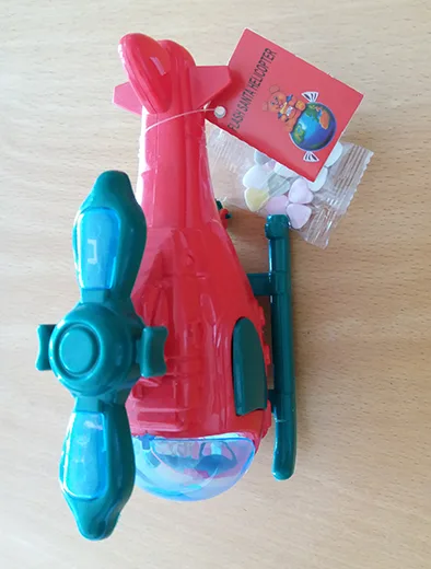 Toy-helicopter with sweets