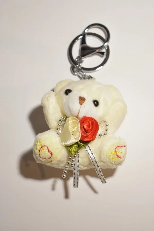 Porte-clé nounours fleurs