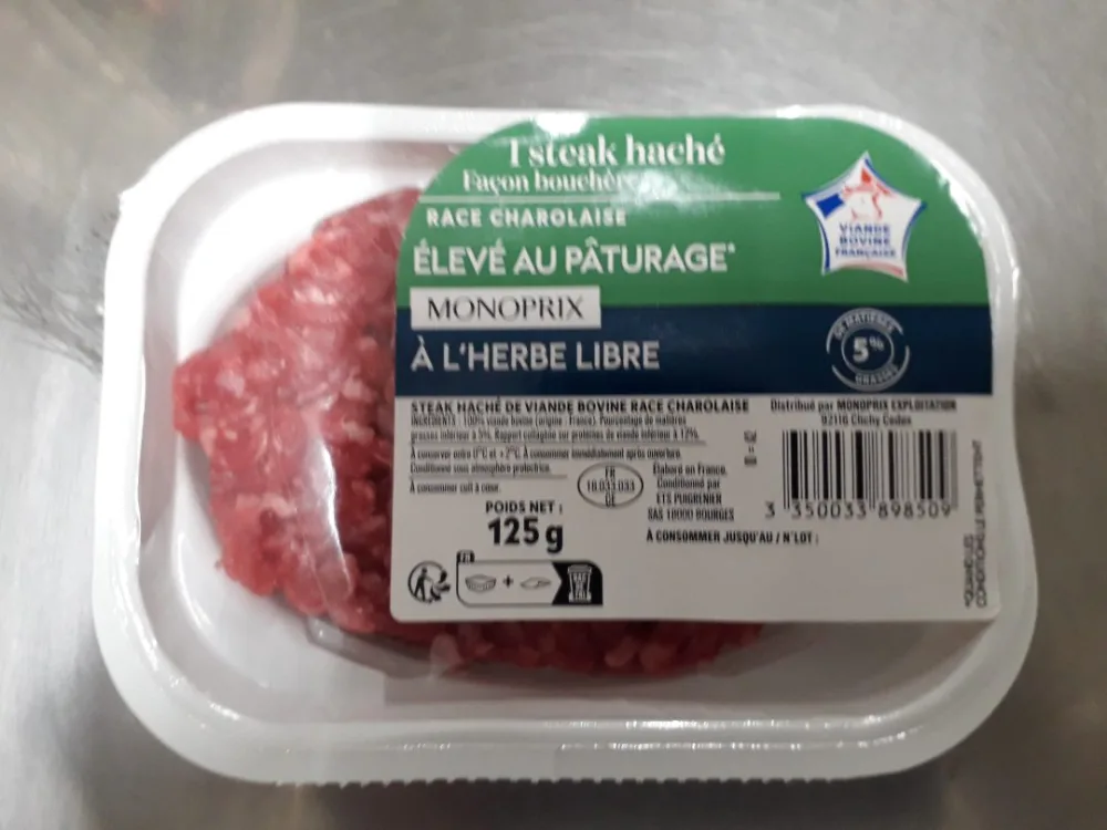 Steak hache ou viande hachee facon bouchere 5% de matiere grasse