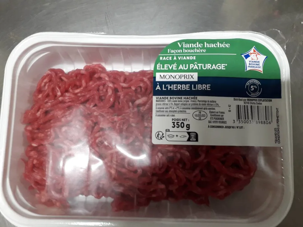 Steak hache ou viande hachee facon bouchere 5% de matiere grasse