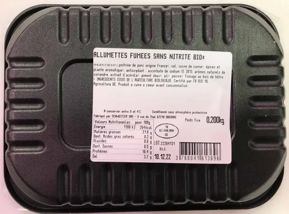 Allumettes fumees sans nitrite bio*