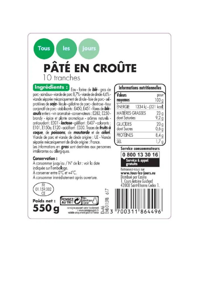Pâté en croûte aux pistaches et nature casino