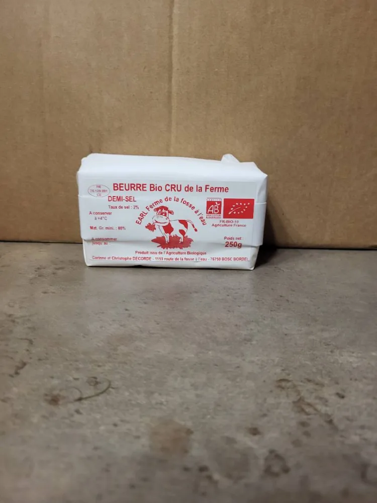 Beurre doux ou demi sel en plaquette de 125 gr et 250 gr