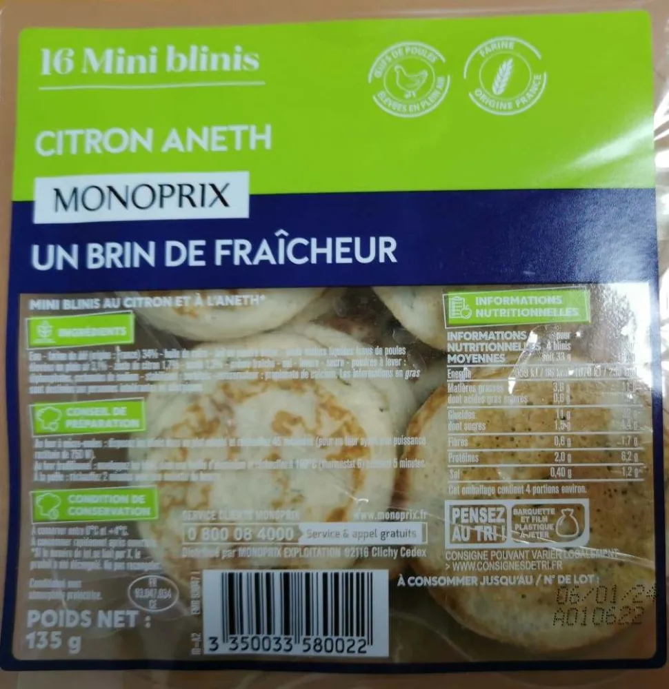 Mini blinis citron aneth