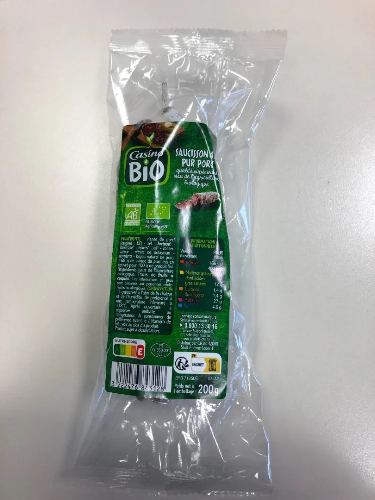 Saucisson sec bio