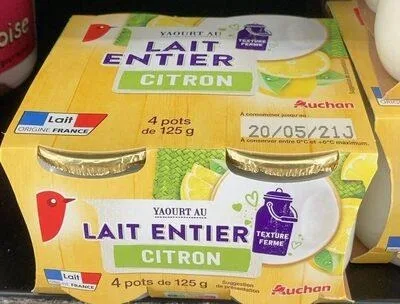 Yaourts auchan pot en verre nature, vanille & citron