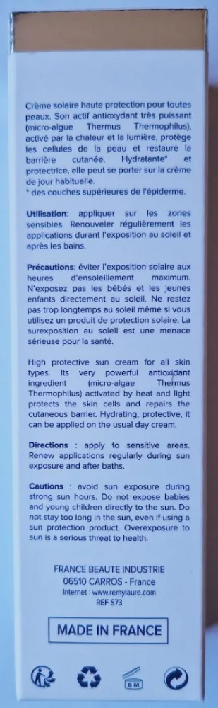 Creme solaire haute protection spf30