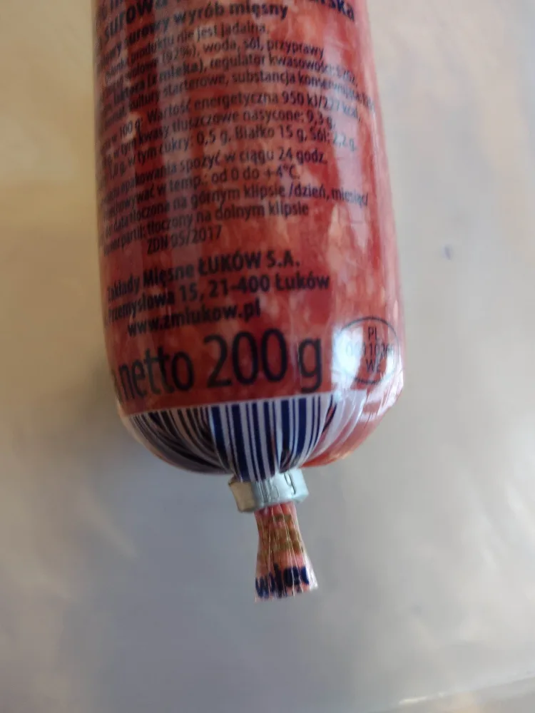 Kiełbasa surowa Metka wołowa Tatarska 200 g, Łuków