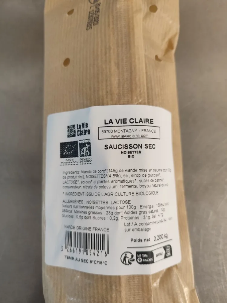 Saucisson sec noisettes