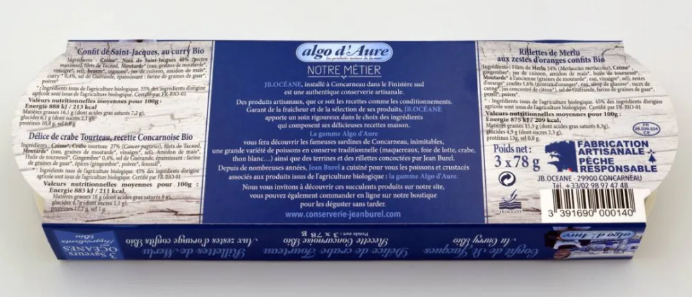 3 saveurs océanes, étui de 3 x 78g