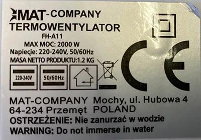 Fan heater