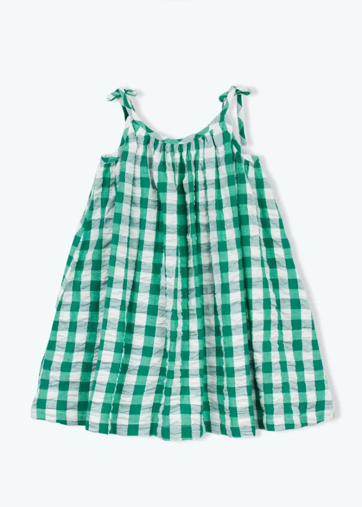 Robes fille carreaux abricot 41 et vert anglais 225