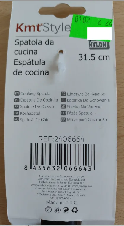 Ostrzeżenie publiczne dotyczące wyrobu do kontaktu z żywnością: Migracja pierwszorzędowych amin aromatycznych z produktu łopatka do gotowania