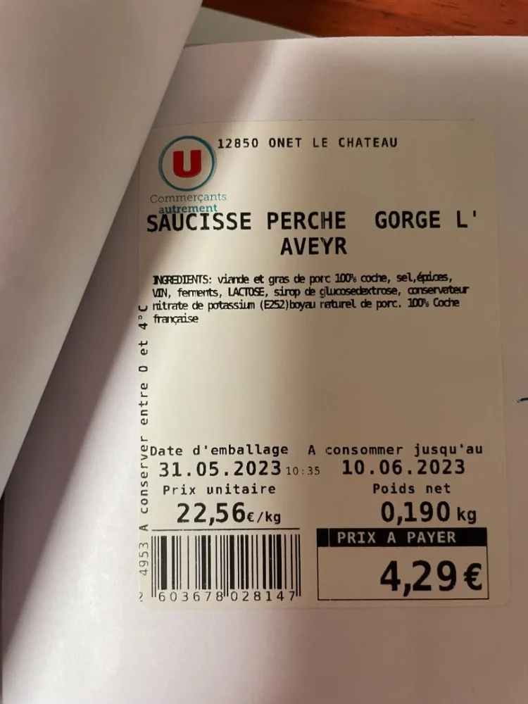 Saucisse perche gorge l'aveyr