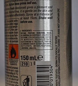 Deodorant spray