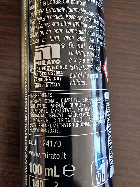 Deodorant spray