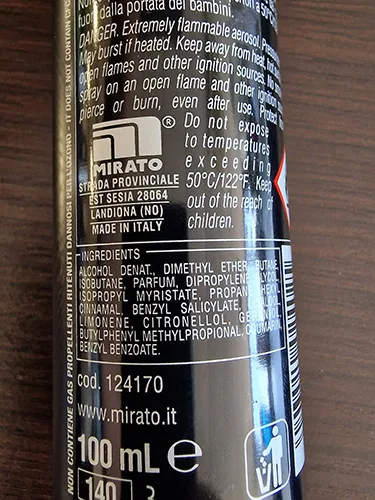 Deodorant spray