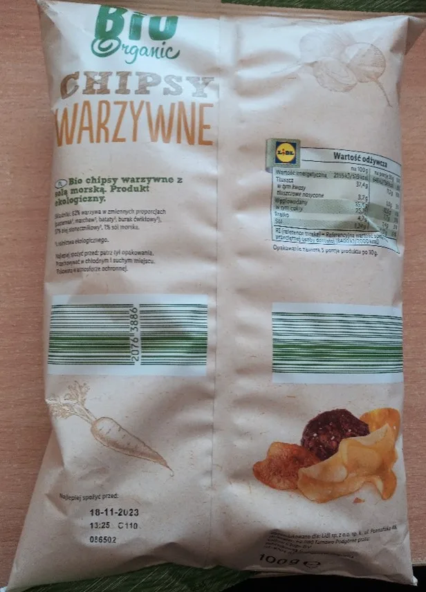 Ostrzeżenie publiczne dotyczące żywności: Wysoki poziom akryloamidu w partii chipsów warzywnych