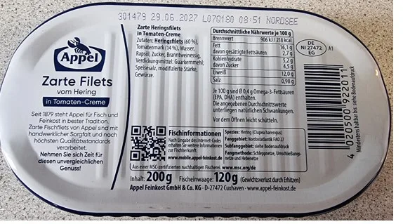 Appel Zarte Filets vom Hering in Dill-Kräuter-Creme, 200 Gramm