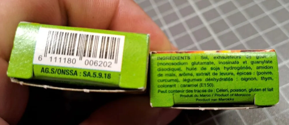 Cube de bouillon déshydraté saveur smen