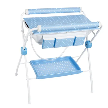 Baby-changing table with pull-out bath