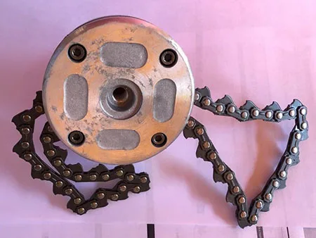 Flail-type cutting attachment for brush cutters
