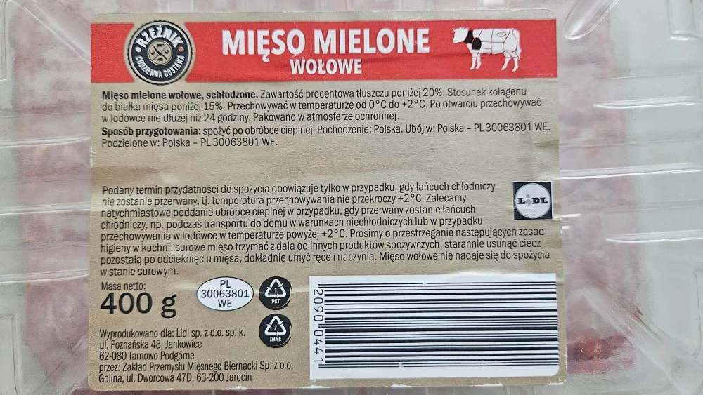 mięso mielone wołowe, schłodzone, 400 g, Rzeźnik