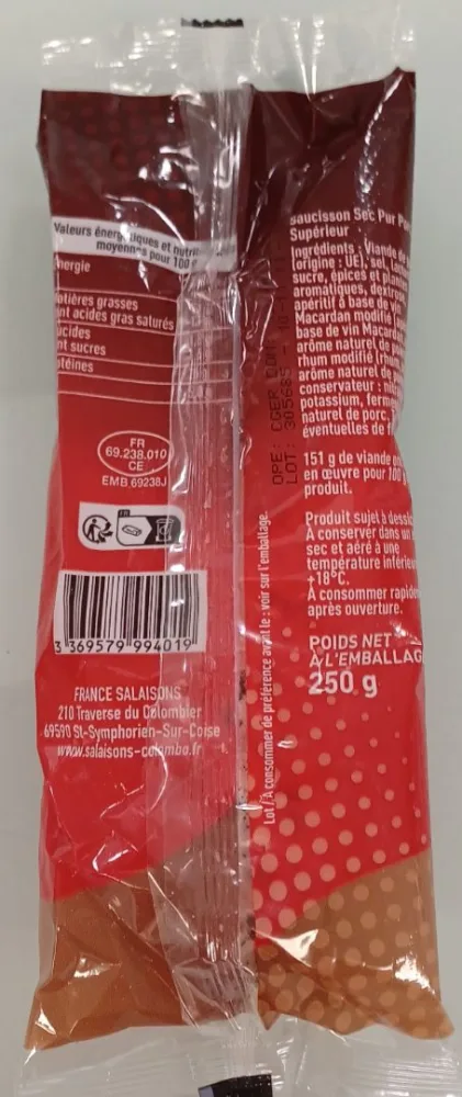 Saucisson sec pur porc supérieur 250g