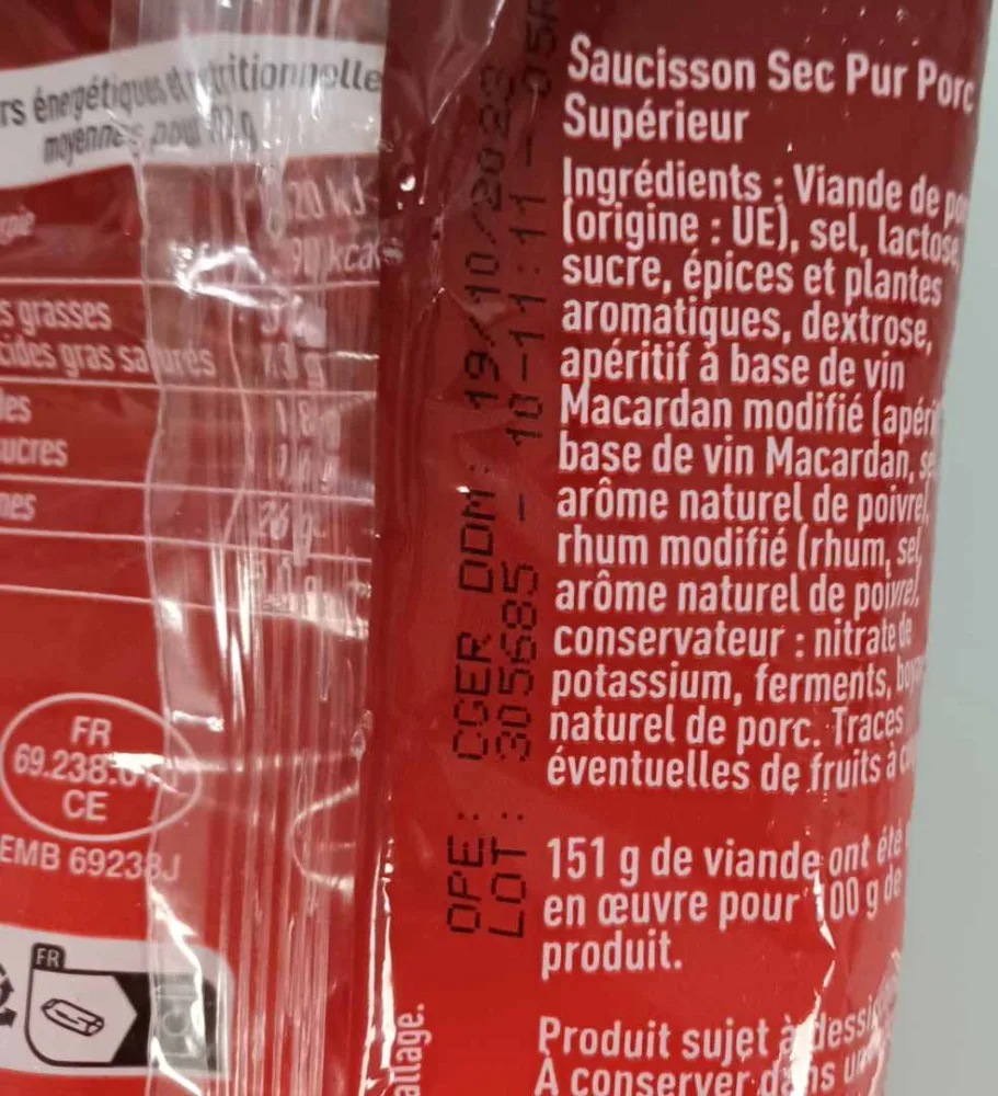 Saucisson sec pur porc supérieur 250g