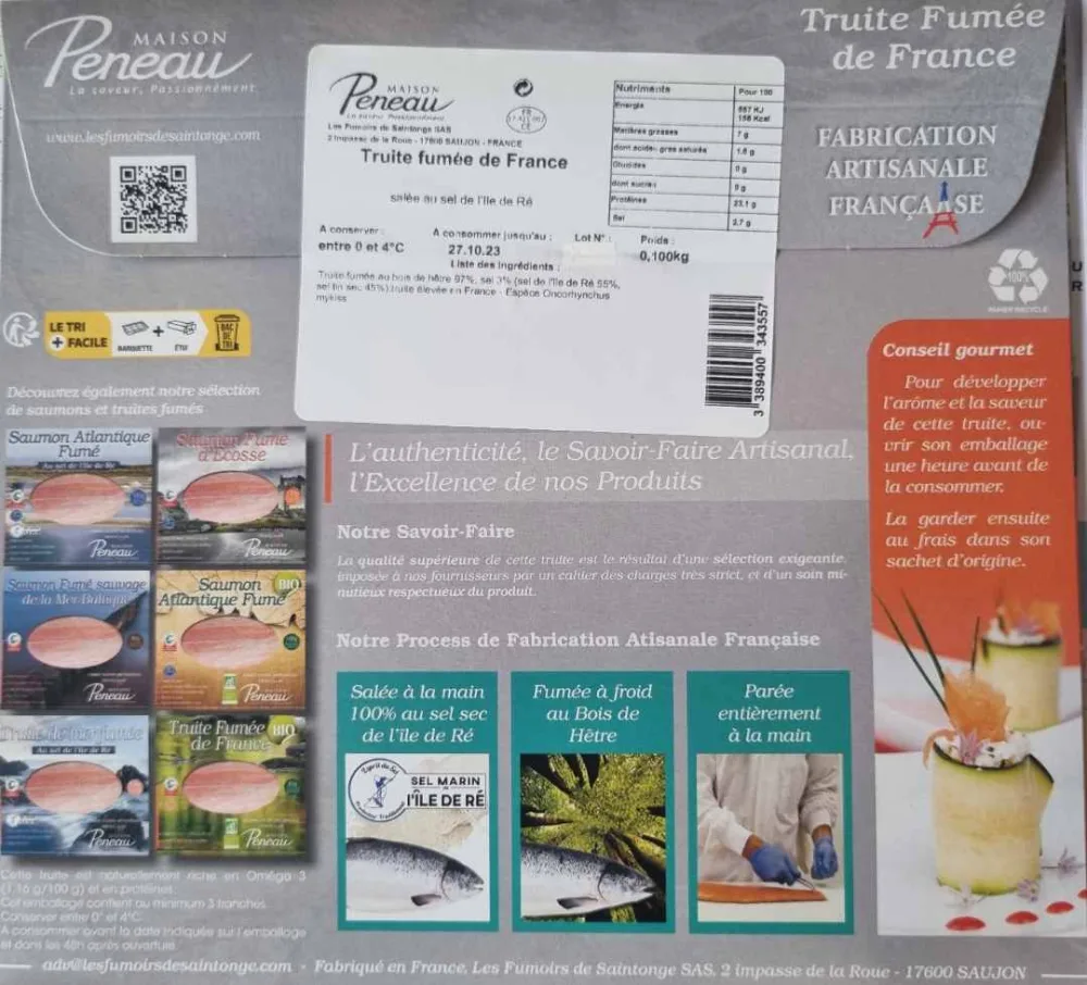 Truite fumée de france 100g
