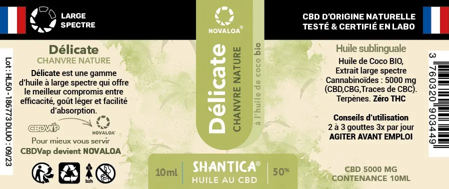 Huile délicate cbd large spectre 50%