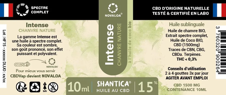 Huile intense cbd spectre complet 15%
