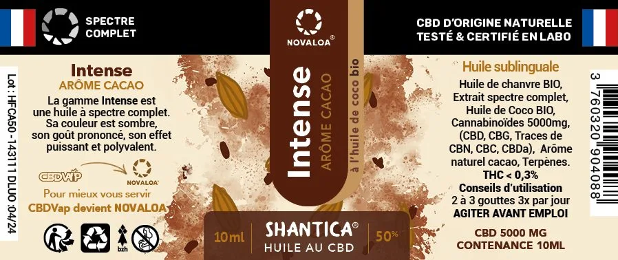 Huile intense cbd spectre complet 50% cacao