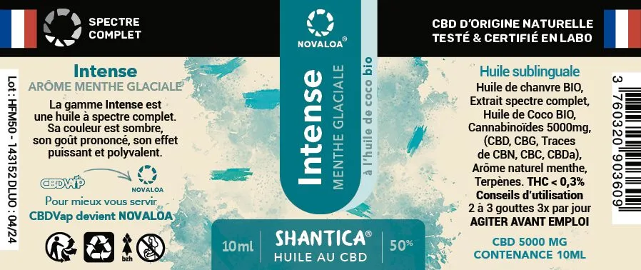 Huile intense cbd spectre complet 50% menthe