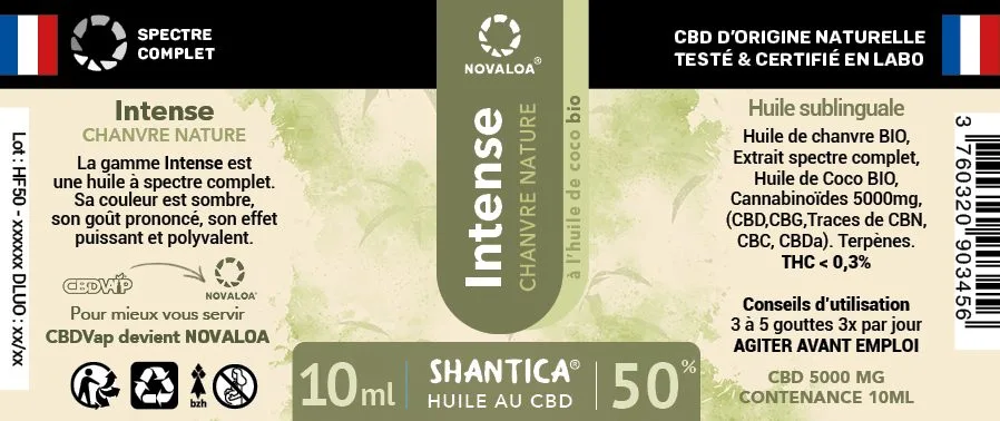Huile intense cbd spectre complet 50%