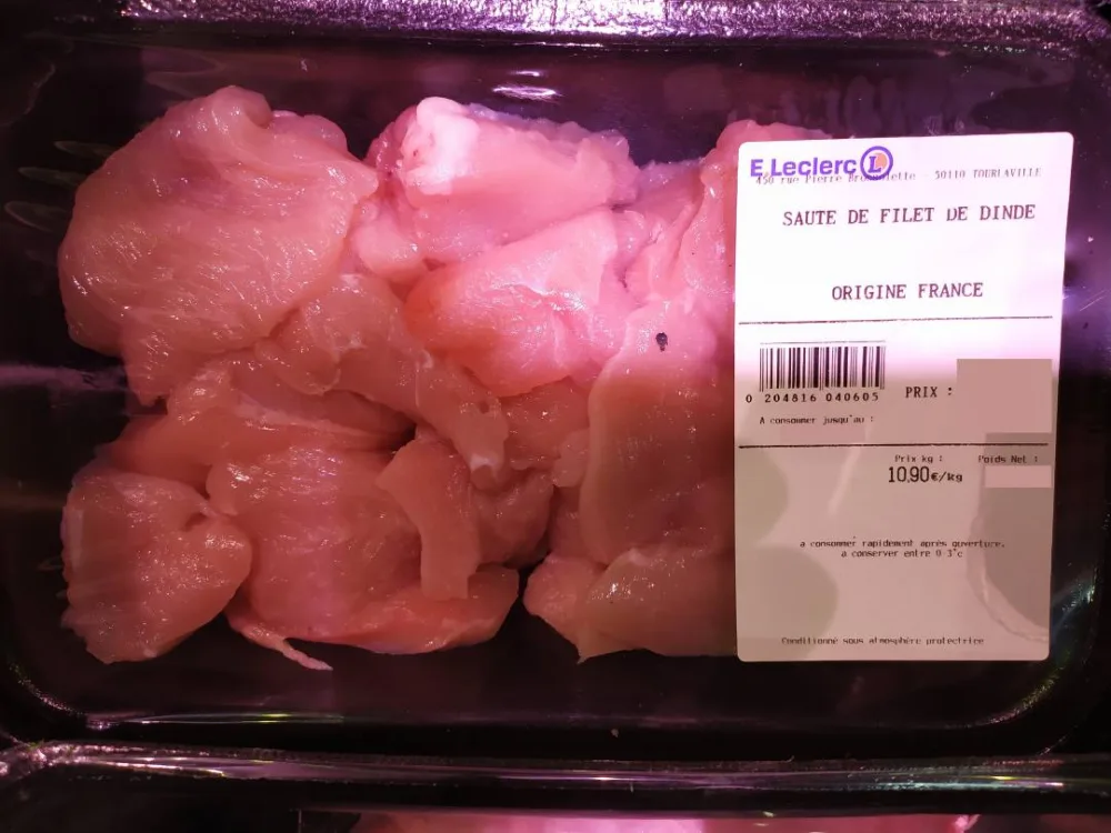 Dinde (escalopes / filet / saute)