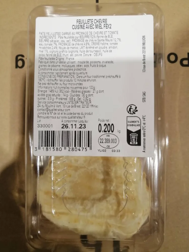 Feuilleté chèvre st maure