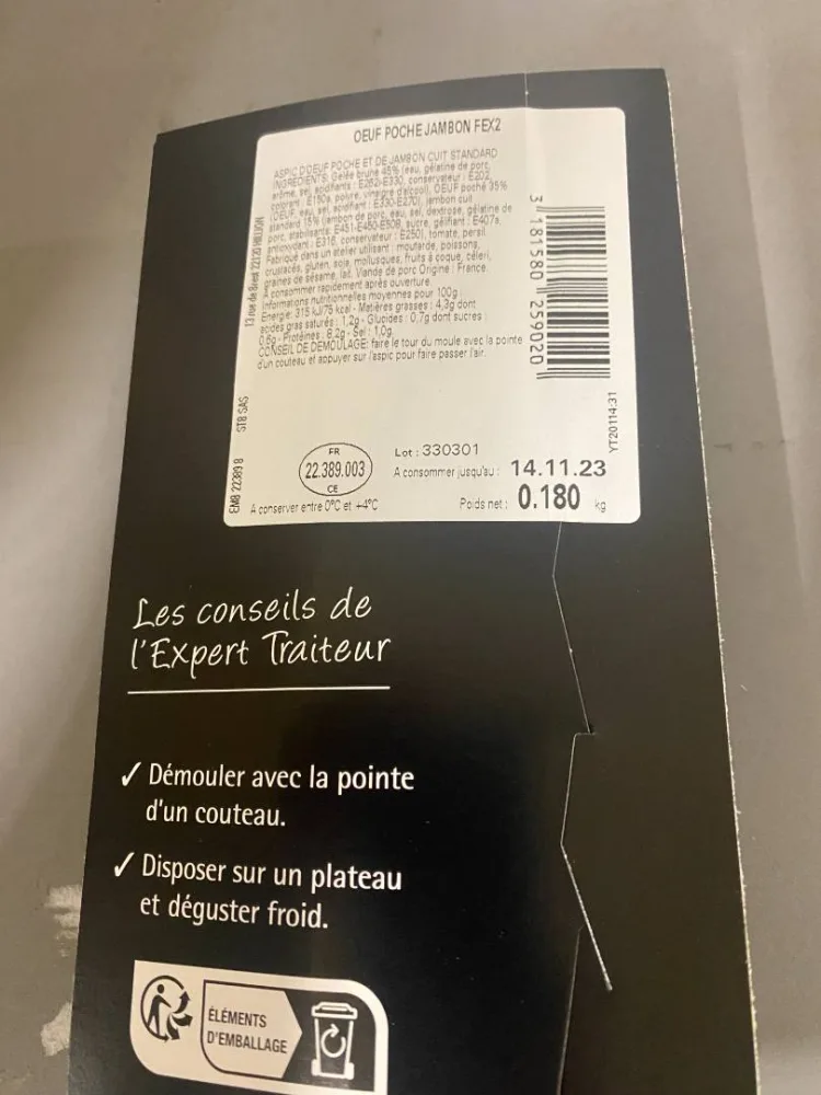 Oeuf poché jambon