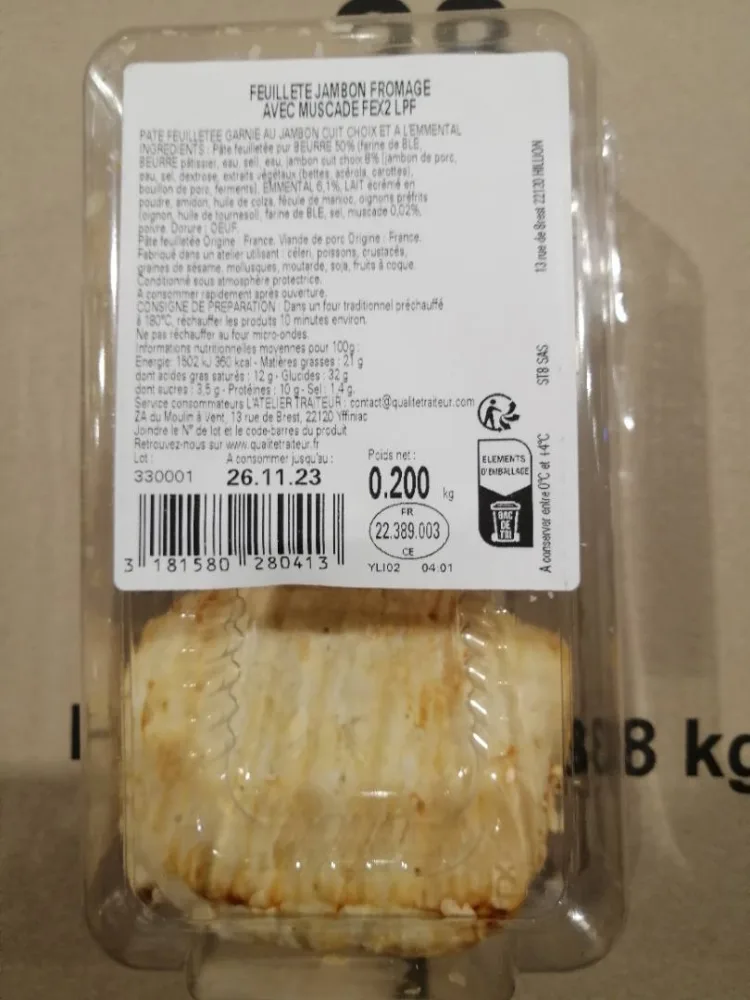 Feuilleté jambon fromage